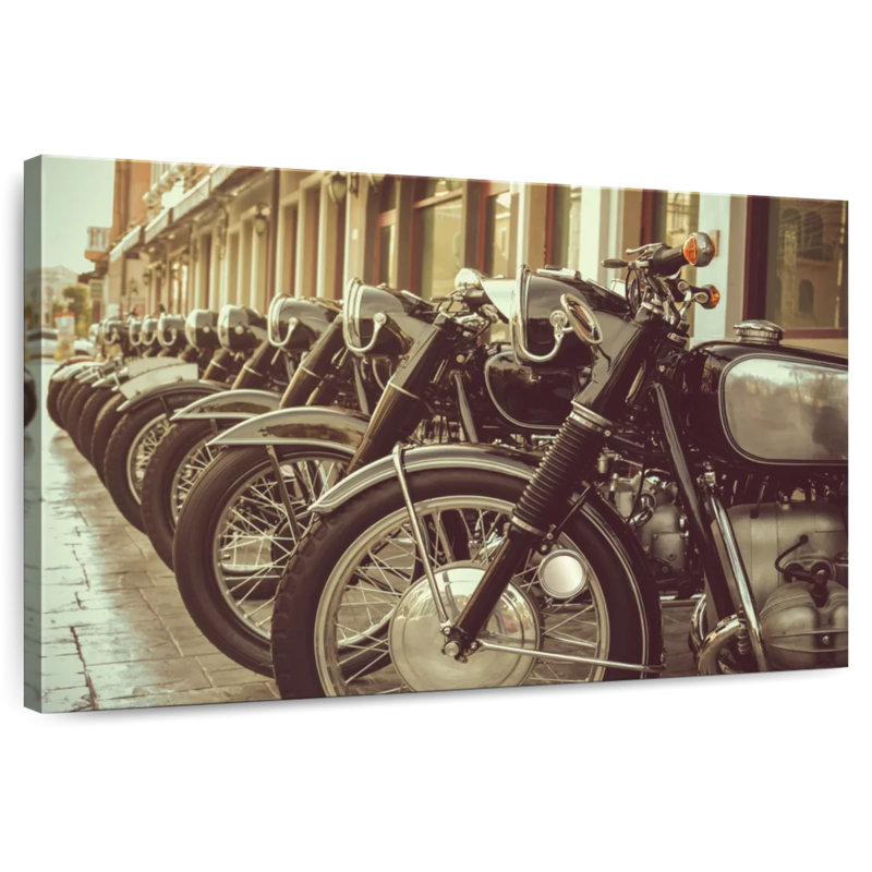 Mehar Vintage Black Motorcycles, 8" H x 12" W