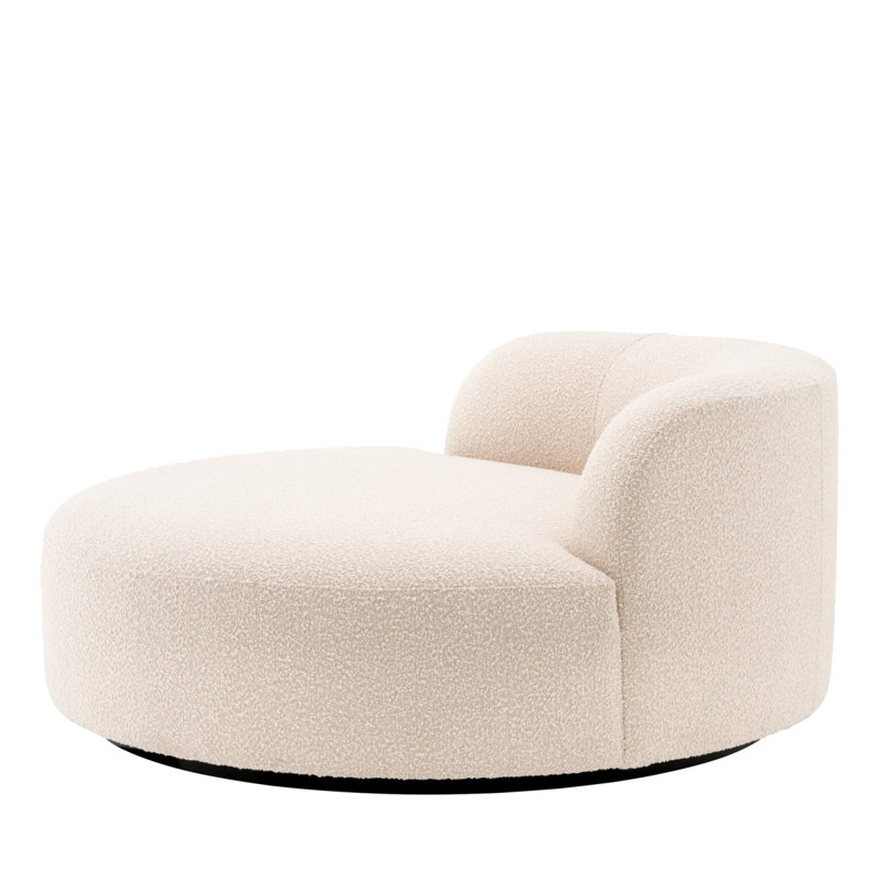 Björn 59.06'' Armless Curved Loveseat, Bouclé Cream Polyester Blend
