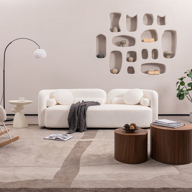 Fabric Upholstered Lounge Sofa,Modern Sofa,Comfortable Sofa,Velvet Sofa,Deep Sofa,Accent Sofa, White