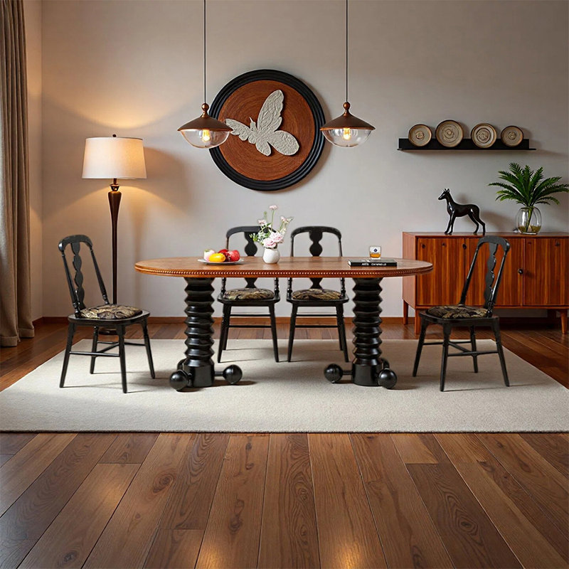 Retro fashion dining table sets, 29.92"H x 70.86"L x 31.49"W, 5 Pieces: Table, 4 Chairs