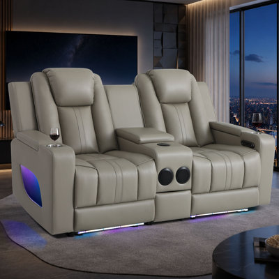 Causeuse inclinable électrique avec haut-parleur Bluetooth, siège de cinéma maison avec console, recharge USB, lumières DEL et rangement pour jeux vidéo, salle de cinéma et véhicule récréatif