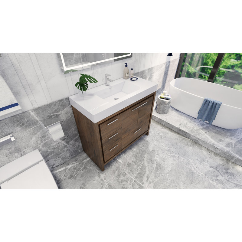 Ensemble de meuble-lavabo simple 42 po Loyne, Palissandre, Chrome