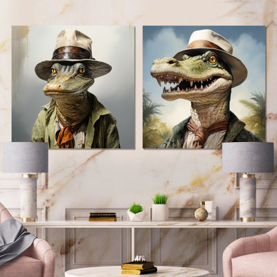 Countryside Alligator In Suit I - Alligator/Crocodile Wall Art Living Room Set Of 2