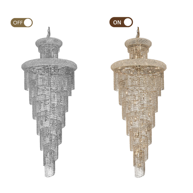 Lustre empire avec accents de cristal, 22, Chrome chrome