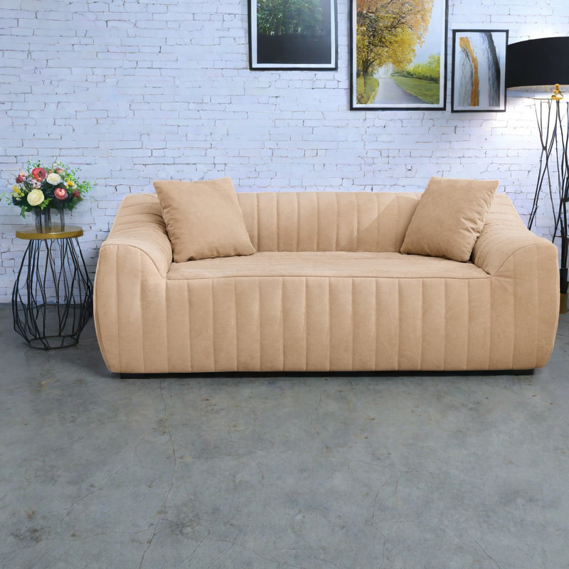 Canapé à compression, causeuse spacieuse moderne en similicuir de 78 pouces pour la maison, Tan