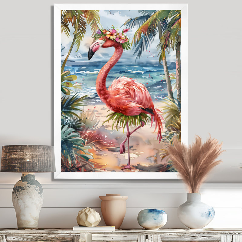 Décoration murale flamant rose dansant à Aruba - Flamant rose, H 32 po x l 24 po x P 1 po