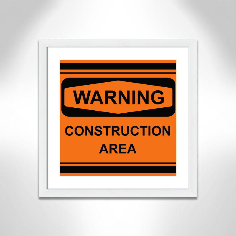 Warning 2 Paper Print, 22.5" H x 22.5" W x 0.63" D, White Framed