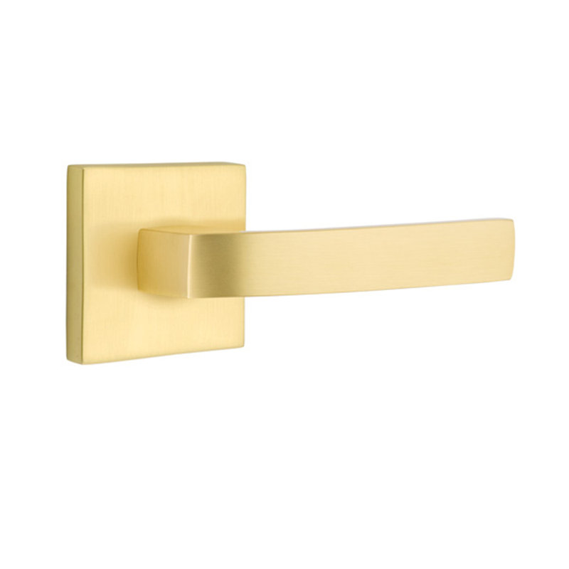 Faux levier de porte double avec rosette Breslin, Laiton satiné, Droite