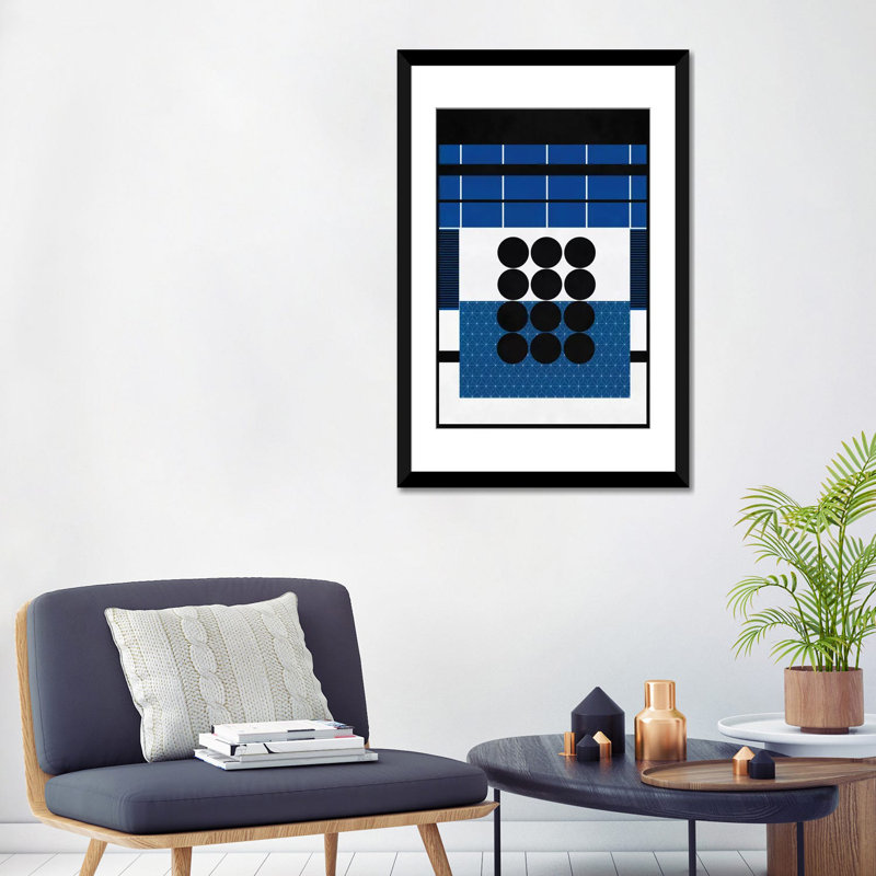 Albree Modern Study in Geometric, impression sur toile, H 32 po x l 24 po x P 1 po, Papier d'art encadré noir, Blanc