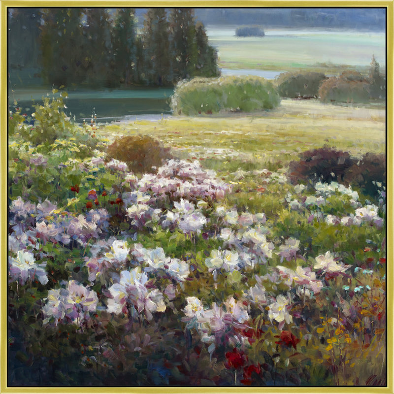 Valley Of Peonies Print, Gold, 26" H x 26" W
