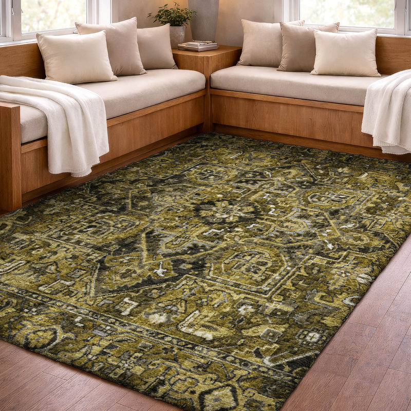 Tapis oriental à poils longs de qualité supérieure lavable à la machine ADS570, Brown, 3' x 5'