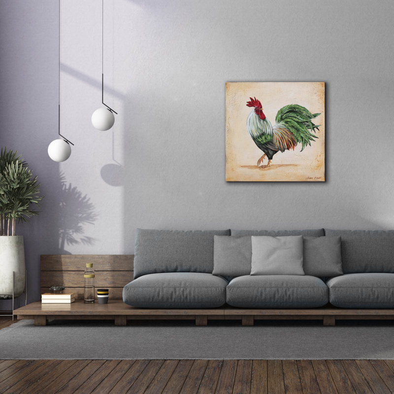 «Rooster-g» par Jean Plout, art mural sur toile, H 37 po x l 37 po
