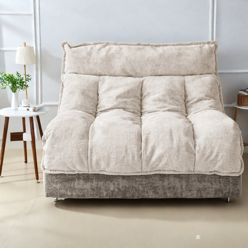 Canapé d'angle Compression Cloud, chenille beige, canapé compact et moderne pour appartement, Beige