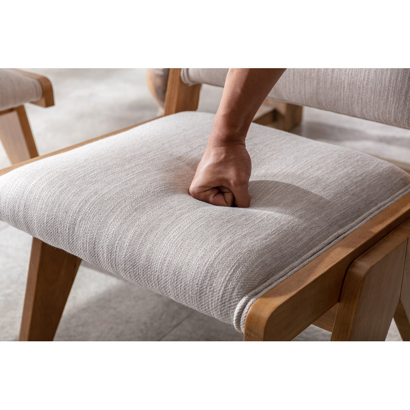 Kaytlynn 19'' H Upholstered Oak Side Chair, Linen Beige