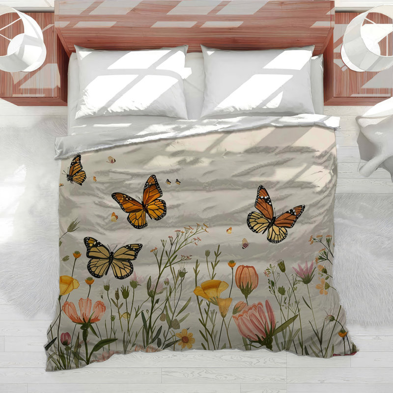 Butterflies Insects Cotton Blend Comforter, Twin Comforter