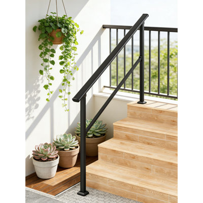 Rampe d'escalier réglable pour l'extérieur - Ensemble de rampe en métal robuste avec revêtement résistant aux intempéries pour une installation sécuritaire et facile