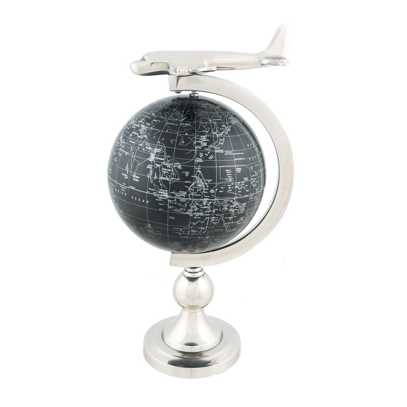 Brass Tabletop Globe, 18"H x 10" W x 8.5"D