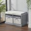 Abbey Canvas Upholstered Storage Bench-1110224382