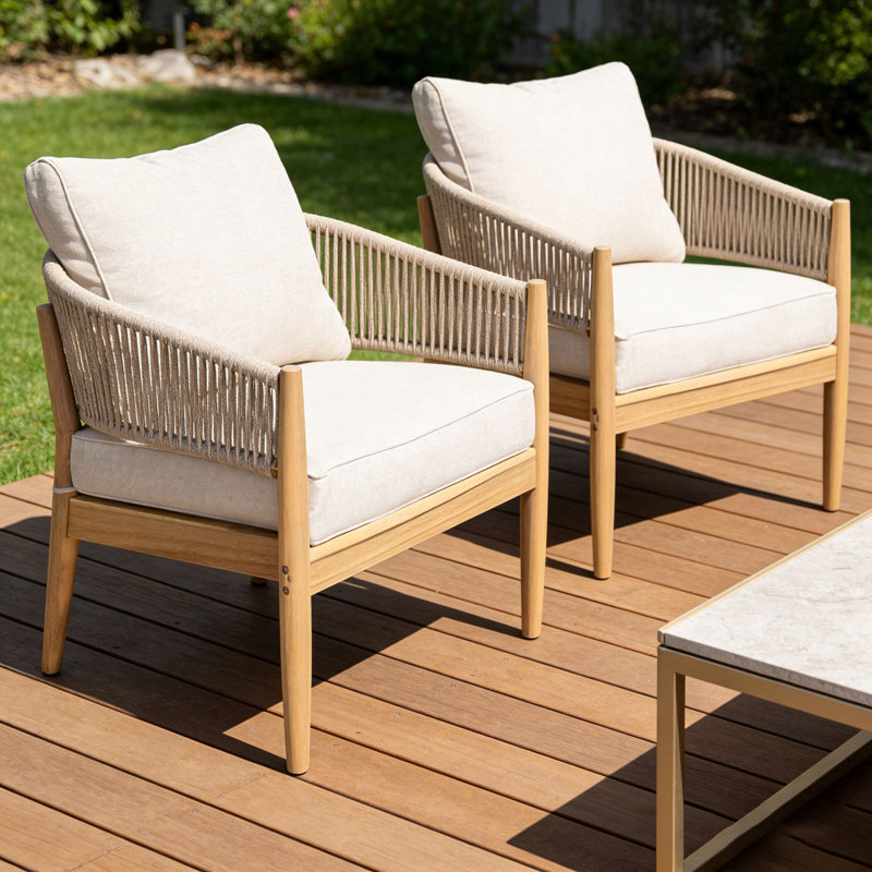 Ensemble de chaise de patio en bois, Naturel