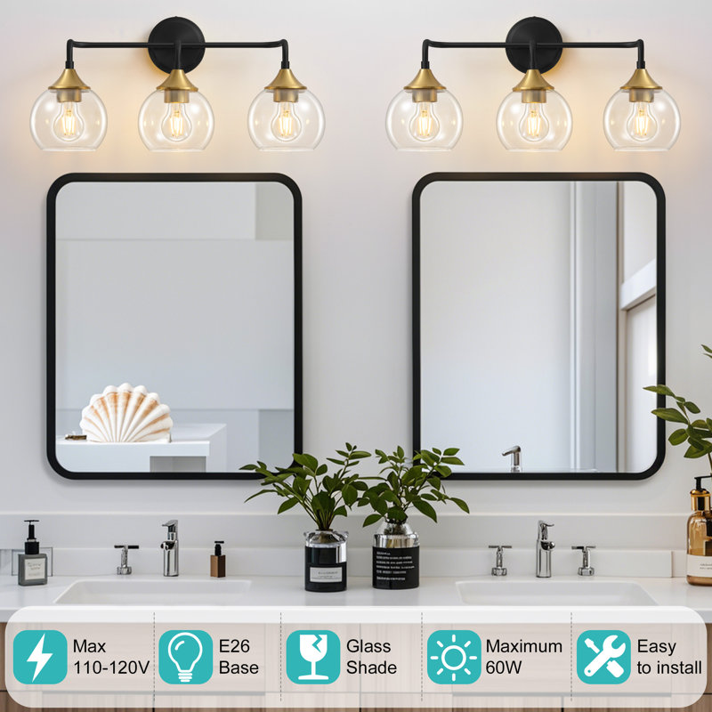 Scheider Dimmable Bathroom Vanity Light, Black, 3