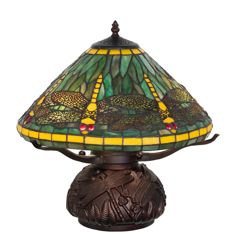 Lampe de table 17 po Tiffany, Vert / Jaune / Rouge