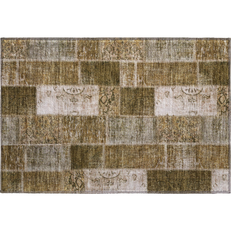 Tapis brun Cerrito lavable à la machine de qualité supérieure, Rectangle 1 pi 8 po x 2 pi 6 po