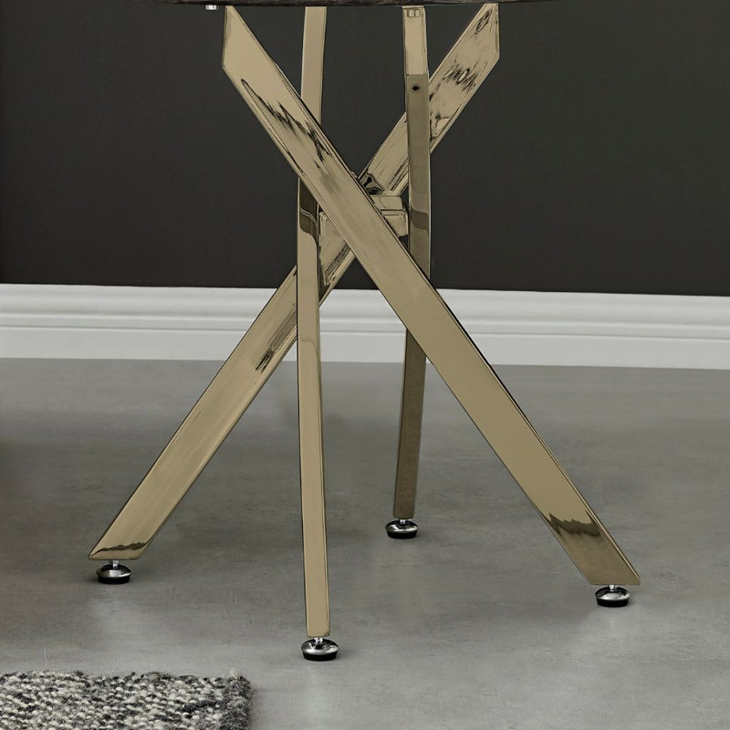 Cesarino Cross Legs End Table, Gold, Grey