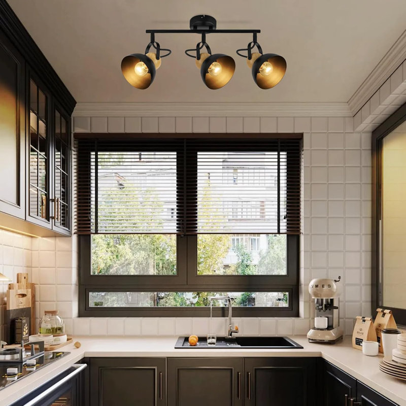 Vintage spotlight ceiling light: retro ceiling spotlights 3 flames E27 kitchen lamp adjustable 350° industrial metal indoor ceiling light for kitchen hallway entrance living room bedroom