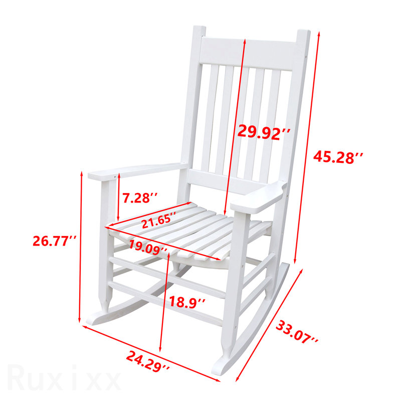 Chaise berçante en bois blanc