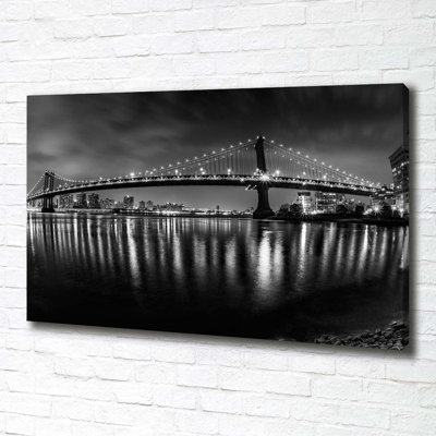 Manhattan By Night - Wrapped Canvas Print