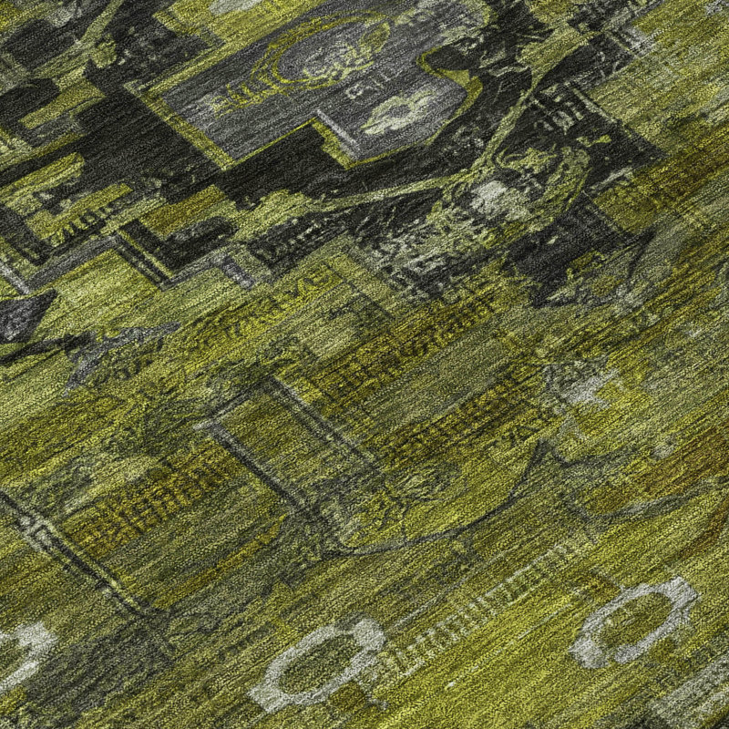 Tapis olive intérieur / extérieur lavable à la machine Xhevrie, Rectangle 5 pi x 7 pi 6 po