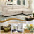 Lovis 123.10''W Fannelette Upholstered Sofa with Movable Ottoman,Deep Seat Sofa for Living Room Apartment-1973754837