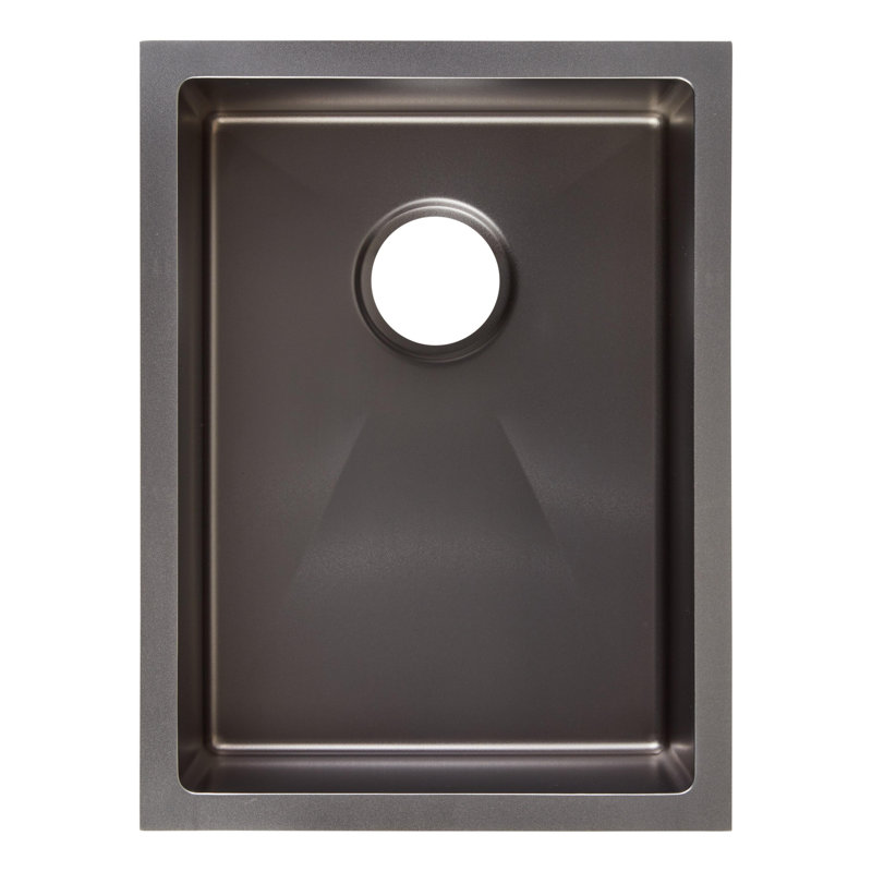 Atlas 15" L Undermount Kitchen Sink, Gunmetal Black