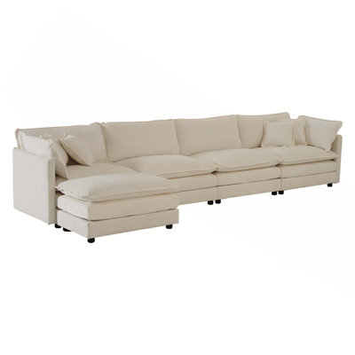 Modular U-Shaped 5 Seater Convertible Sectional Sofa With Ottoman For Flexible Combination And Superior Comfort