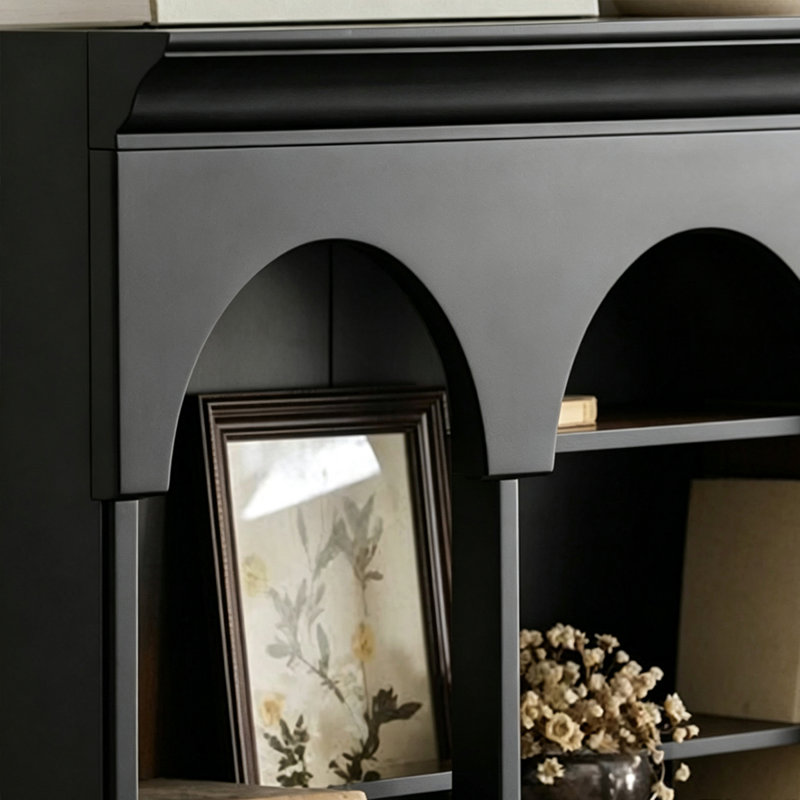 Bibliothèque standard noire en bois massif de style moderne Mid-Century, Black