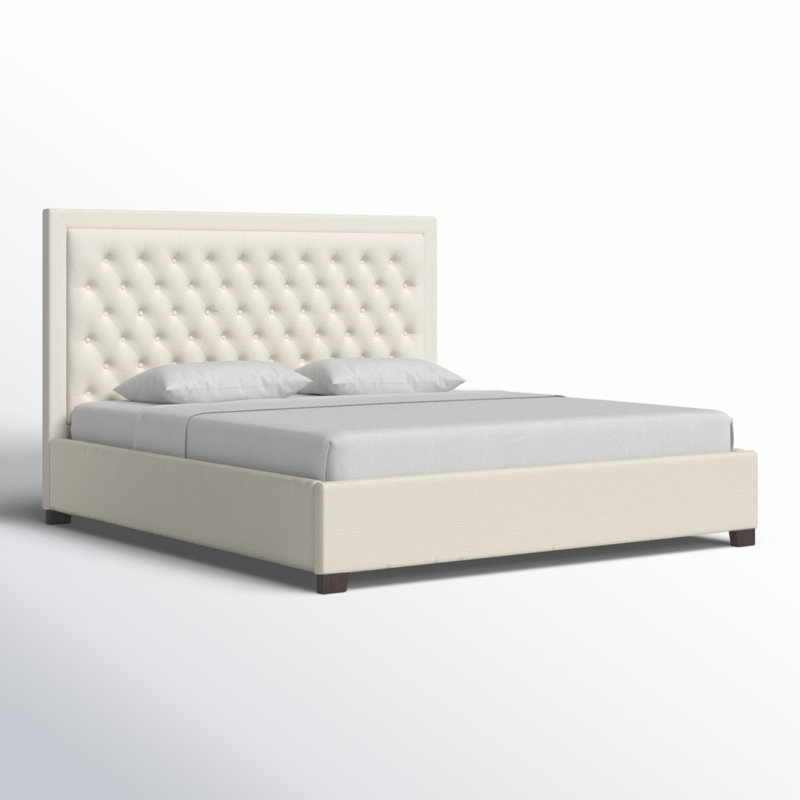 Zack Upholstered Platform Bed, Cream, King