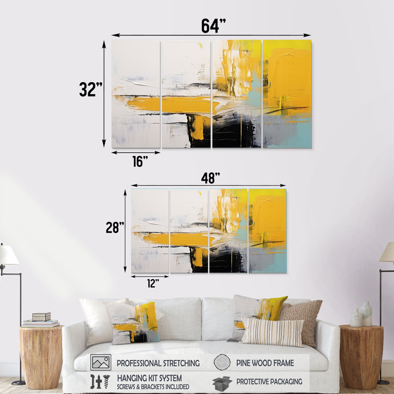 Crescint - Abstract Wall Art Decor 4 Piece, 32" H x 64" W