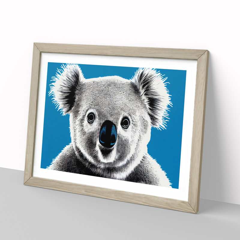 Alluring Koala Bear - Single Picture Frame Print, 34cm H x 46cm W x 2cm D, Oak