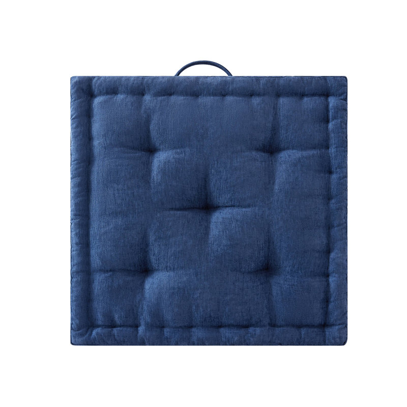 Coussin de sol carré en chenille poly A Alez, Marine, Carré de 24 po