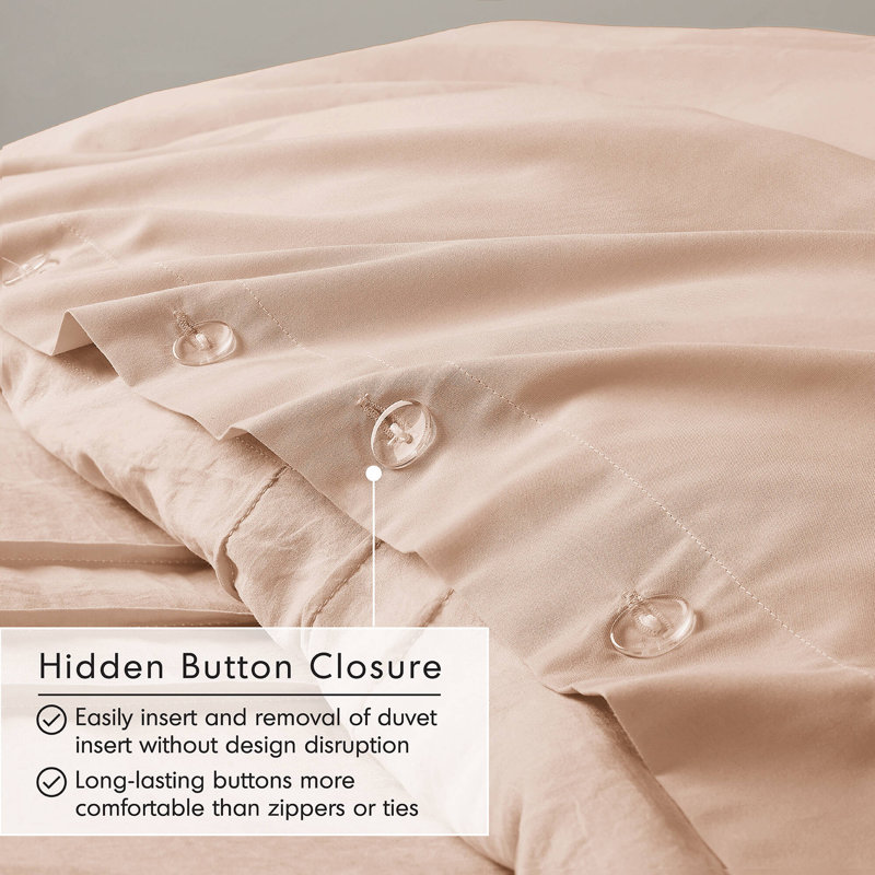 Porter Textured Duvet Cover Bedding Set, King Duvet Cover + 2 King Shams, Blush