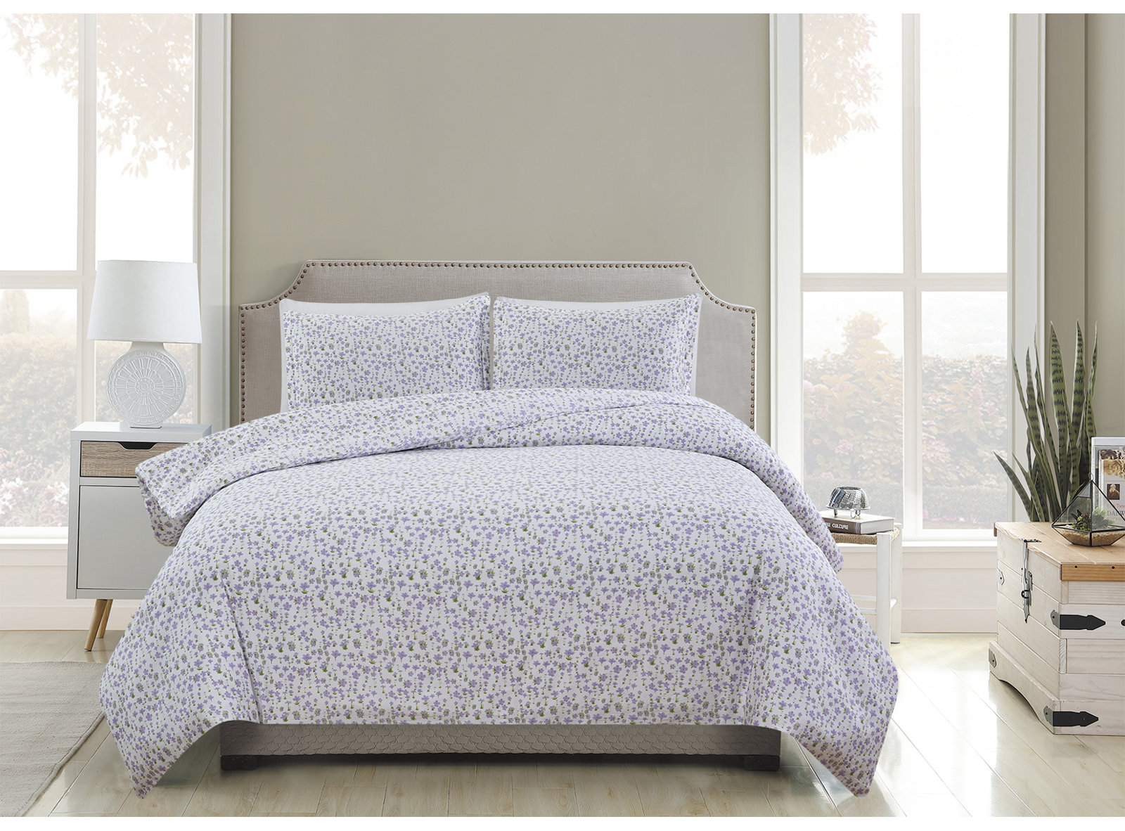 Cotton Duvet Cover Set, Queen Duvet Cover + 2 Standard Shams