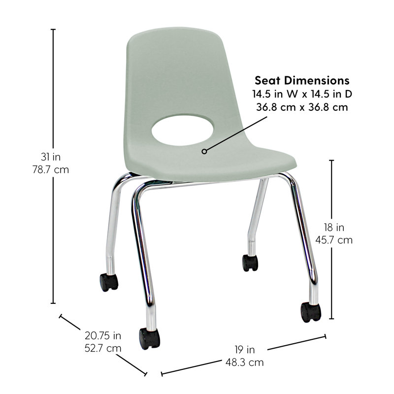 Chaise mobile 18 "avec roulettes, Gris clair