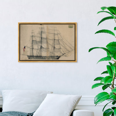 Reproduction d'art graphique sur toile Almeda USS Constitution Sail Plan 1817