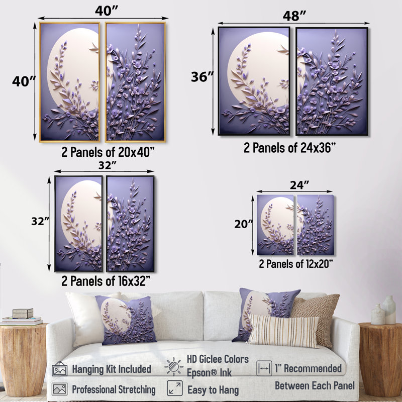 Lavande Luminescence Moon Stilness - Blue Space, reproduction d'art sur toile, H 32 po x l 32 po, Argent argent