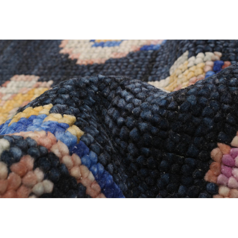 Tapis moderne bleu marine Oushak 9 pi 2 po x 12 pi 2 po