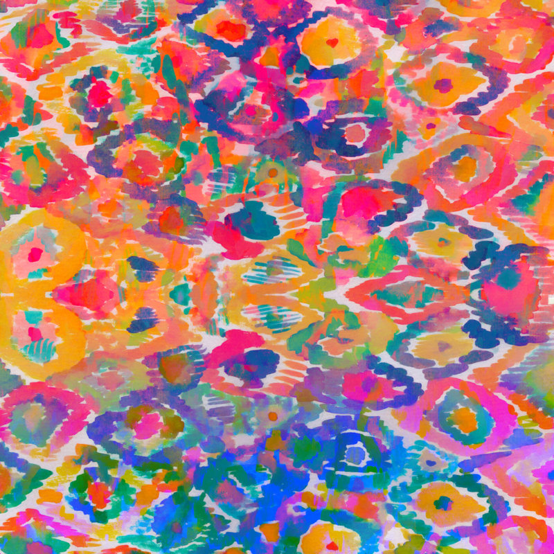 «Deann Amy Sia Watercolor Ikat 3» par Amy Sia, reproduction sur toile tendue, H 12 po x l 12 po, Cadre simple blanc, Non