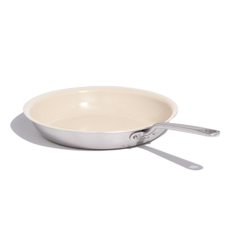 Made In Cookware Ceramic/Stainless Steel Fry Pan 10 in. Silver/White, 12" W