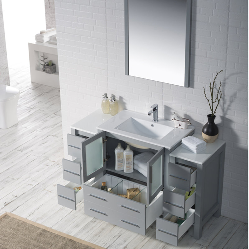 54'' Single Bathroom Vanity with Sink, Metal Gray