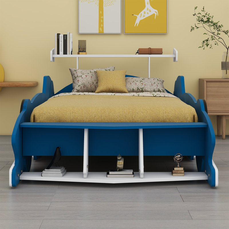 Lit plateforme avec roulettes Race, Bleu