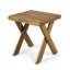 Rustic Sandblast Finished Acacia Wood Side Table With Classic Cross Base For Outdoor Use And Durability